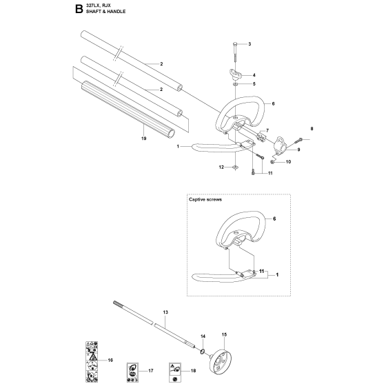 Shaft & Handle Assembly For Husqvarna 327RJX Brushcutter