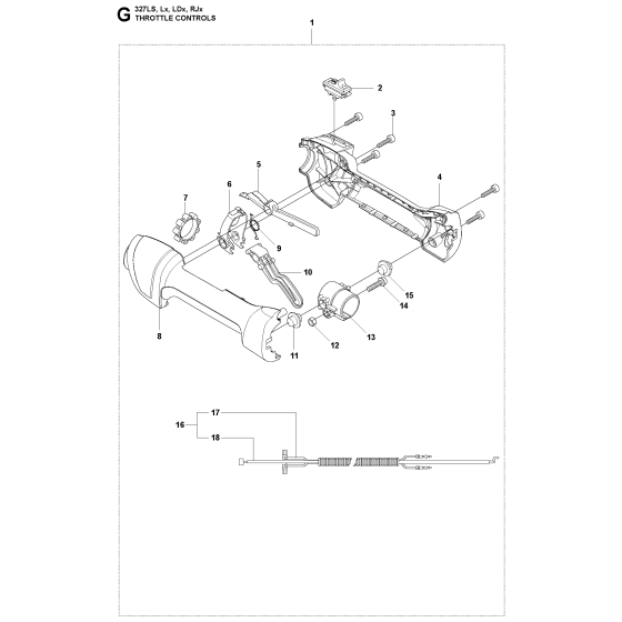 Handle & Controls Assembly For Husqvarna 327RJX Brushcutter