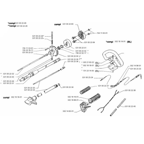 Shaft & Handle for Husqvarna 32 BL Trimmer/ Edgers