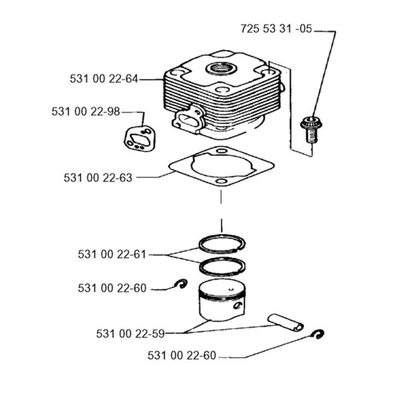 Cylinder Piston for Husqvarna 32 BL Trimmer/ Edgers