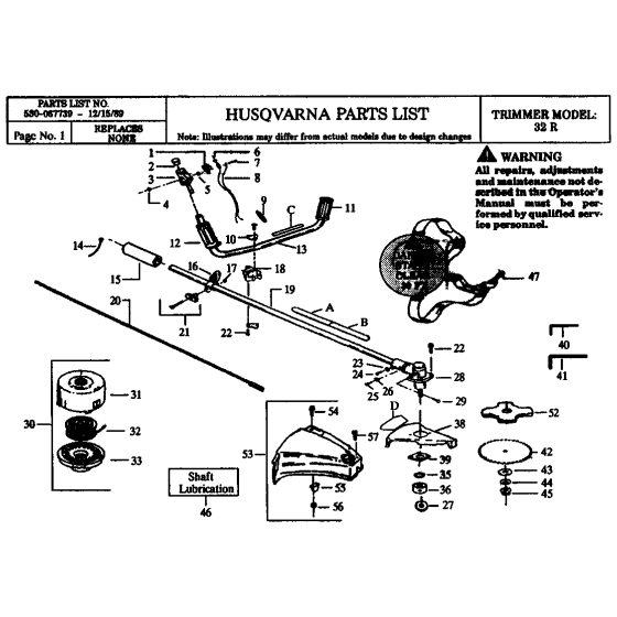 Shaft & Handle Assembly For Husqvarna 32R Brushcutter