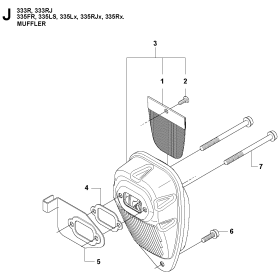 Muffler Assembly For Husqvarna 333RJ Brushcutter