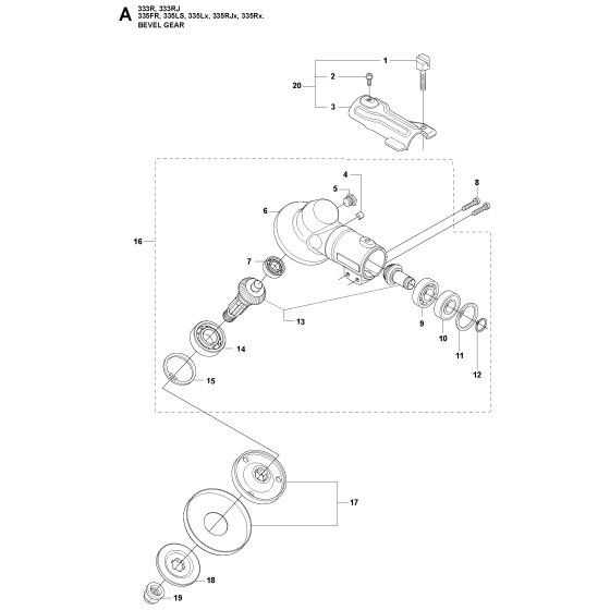 Bevel Gear Assembly For Husqvarna 335RJX Brushcutter