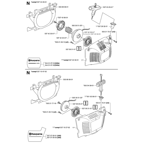 Starter Assembly For Husqvarna 340e Chainsaw 