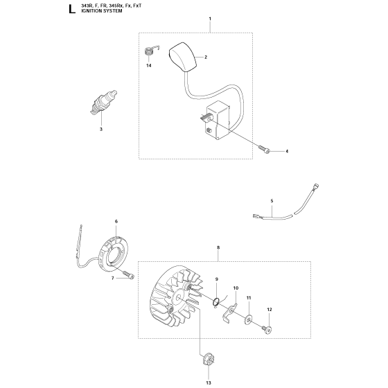 Ignition System Assembly For Husqvarna 343F Brushcutter