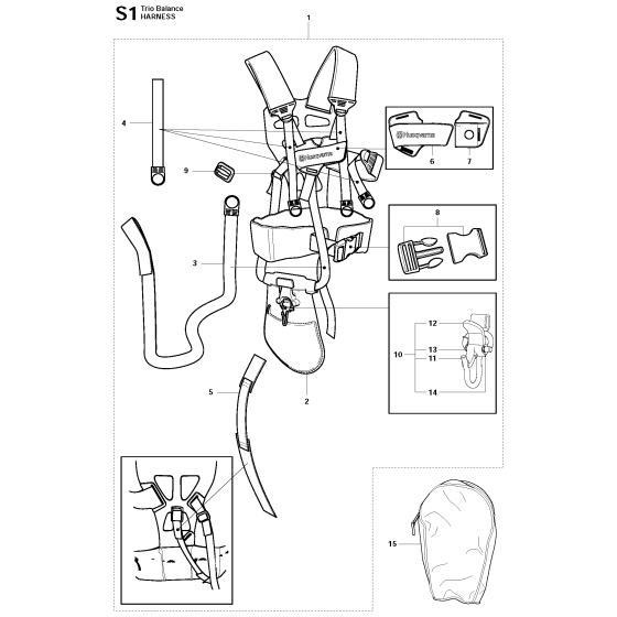 Harness Assembly For Husqvarna 343F Brushcutter