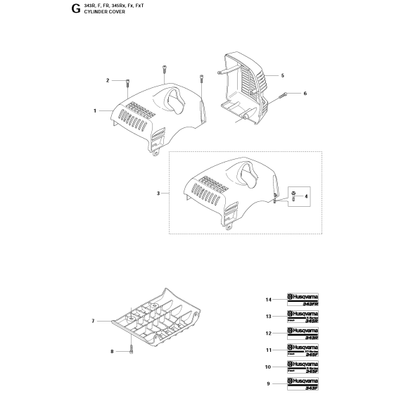 Cylinder Cover Assembly For Husqvarna 343Fr Brushcutter