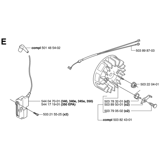 Ignition System Assembly For Husqvarna 345e Chainsaw 