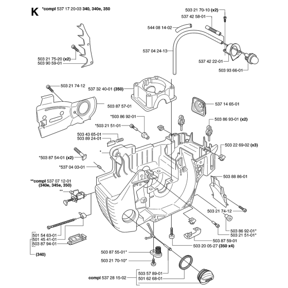 Crankcase Assembly For Husqvarna 345e Chainsaw 