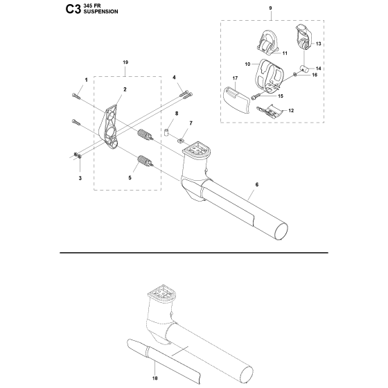 Suspension Assembly For Husqvarna 345FR Brushcutter