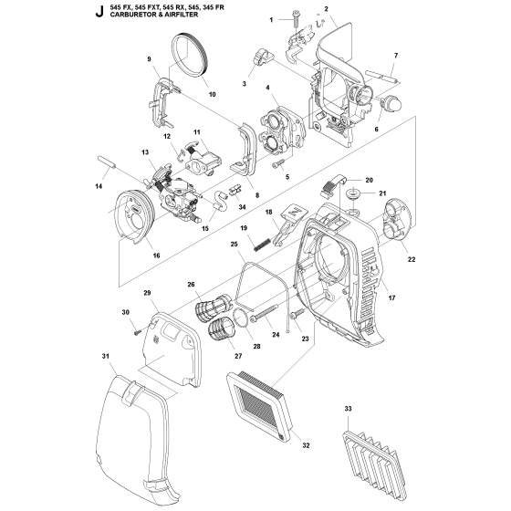 Carburetor & Air Filter Assembly For Husqvarna 345FR Brushcutter