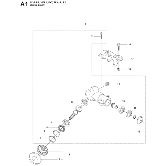 Bevel Gear Assembly For Husqvarna 345R Brushcutter