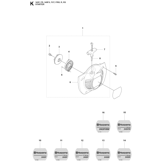 Starter Assembly For Husqvarna 345R Brushcutter