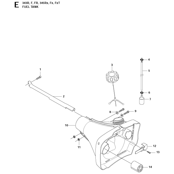 Fuel Tank Assembly For Husqvarna 345RX Brushcutter