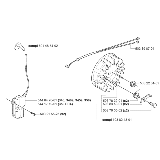 Ignition System Assembly For Husqvarna 350 Chainsaw 