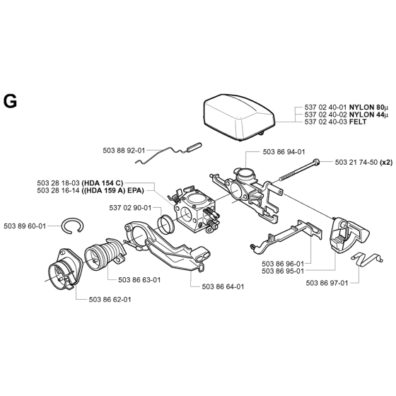 Carburetor & Air Filter Assembly For Husqvarna 351 Chainsaw 