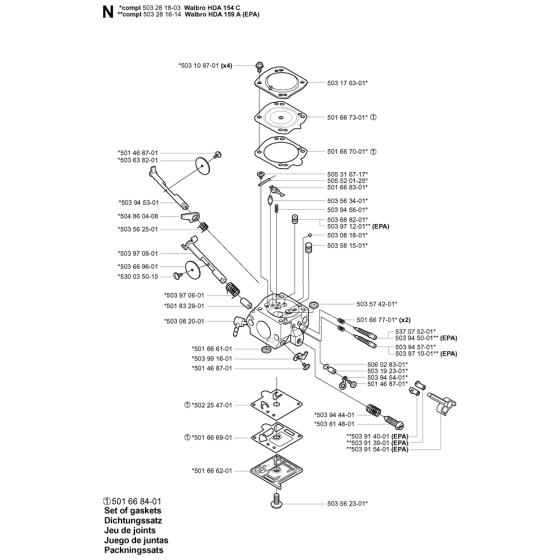 Carburetor Details Assembly For Husqvarna 351 Chainsaw 