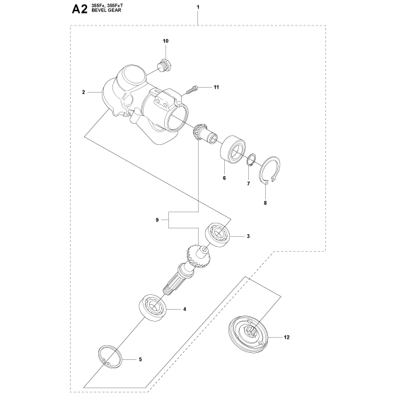 Bevel Gear-1 Assembly For Husqvarna 355FRM Brushcutter