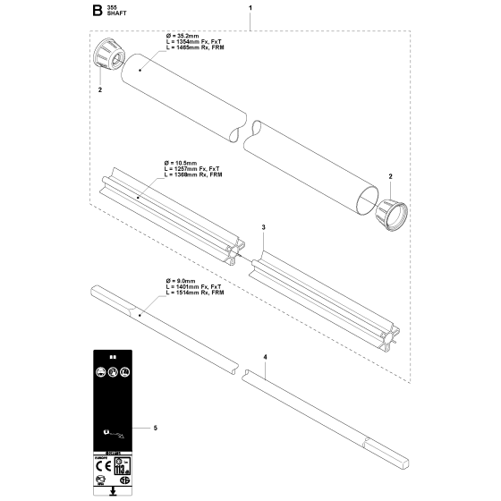 Shaft Assembly For Husqvarna 355FRM Brushcutter