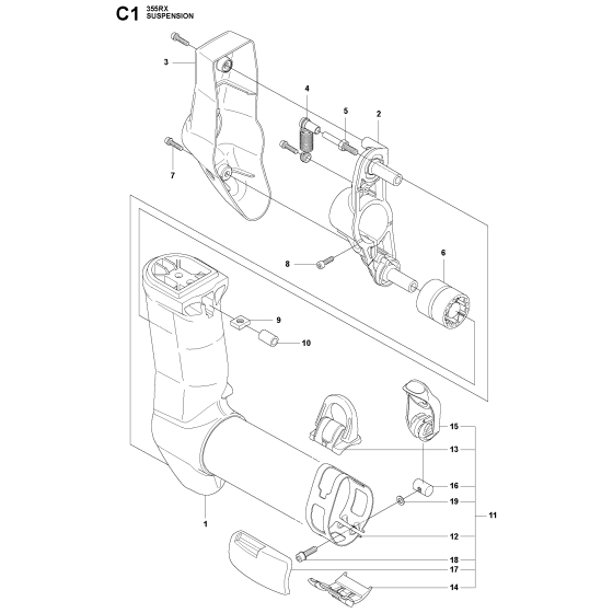 Suspension Assembly For Husqvarna 355FRM Brushcutter