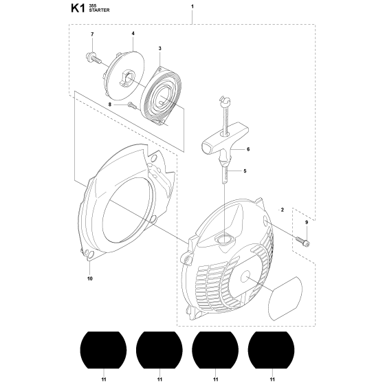 Starter Assembly For Husqvarna 355FXT Brushcutter