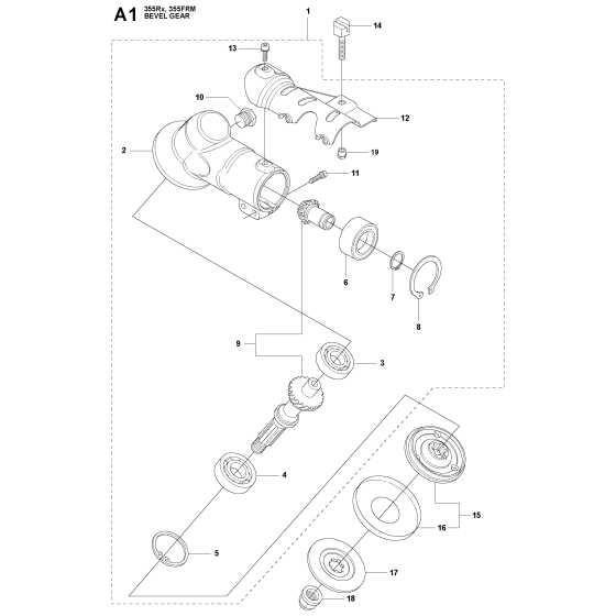 Bevel Gear Assembly For Husqvarna 355RX Brushcutter