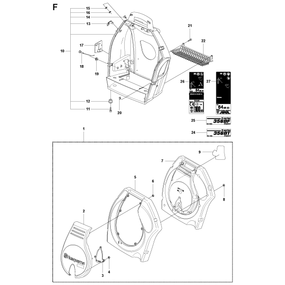 Cover Assembly for Husqvarna 356BF Leaf Blower