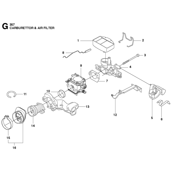 Carburetor & Air Filter Assembly For Husqvarna 357XP Chainsaw 