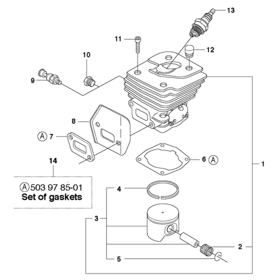 Cylinder Piston Assembly For Husqvarna 359 Chainsaw 