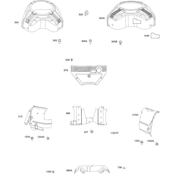 Blower Housing Assembly for Briggs and Stratton Model No. 359775-0112-E2 Vertical Shaft Engine