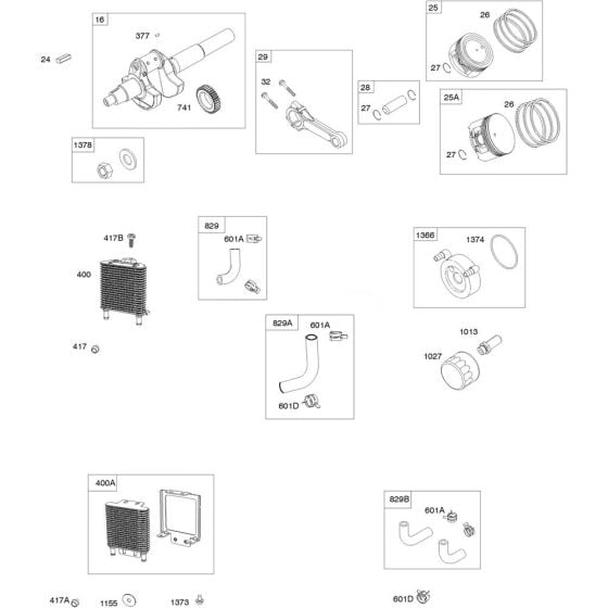 Crankshaft, Cylinder and Piston Assembly for Briggs and Stratton Model No.613275-0002-E1 Horizontal Shaft Engine