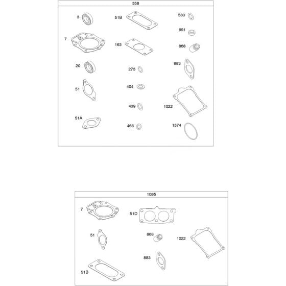 Engine Gasket Assembly for Briggs and Stratton Model No.613275-0002-E1 Horizontal Shaft Engine