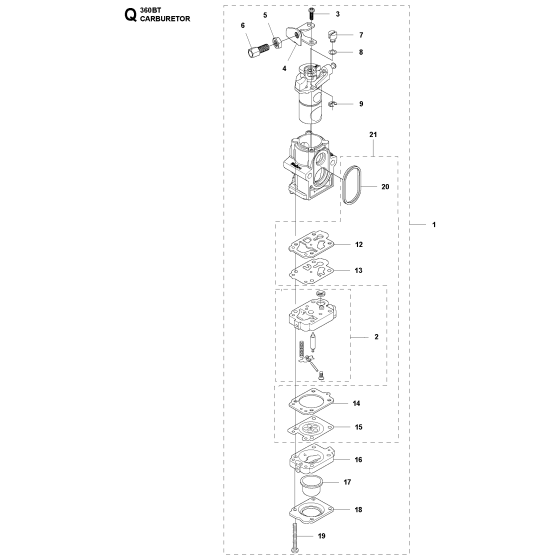 Carburetor Assembly for Husqvarna 360BT Leaf Blower