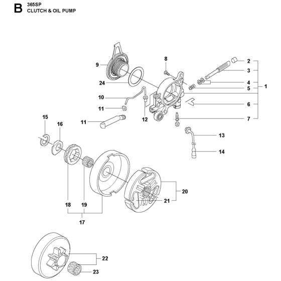 Clutch & Oil Pump Assembly For Husqvarna 365 Chainsaw 