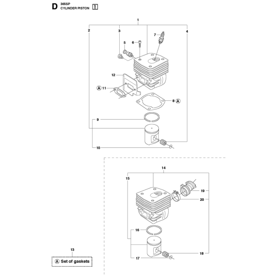 Cylinder Piston Assembly For Husqvarna 365 Chainsaw 