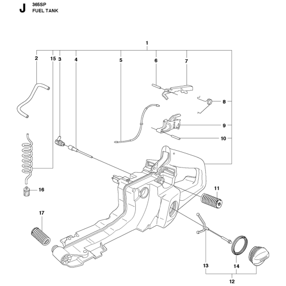 Fuel Tank Assembly For Husqvarna 365 Chainsaw 