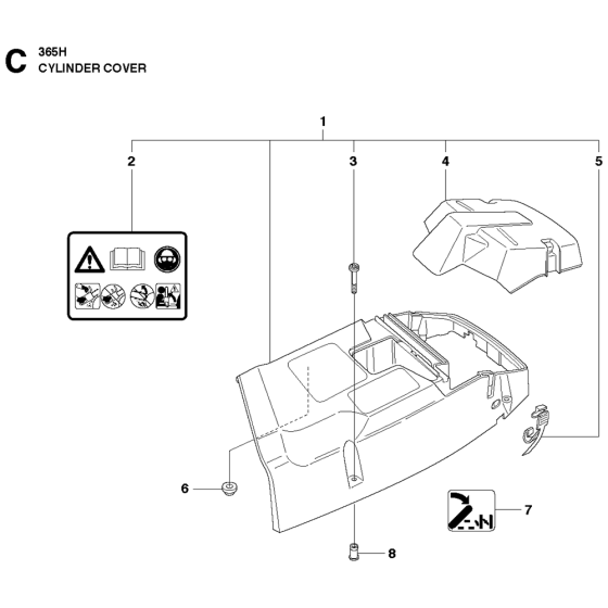 Cylinder Cover Assembly For Husqvarna 365h Chainsaw 