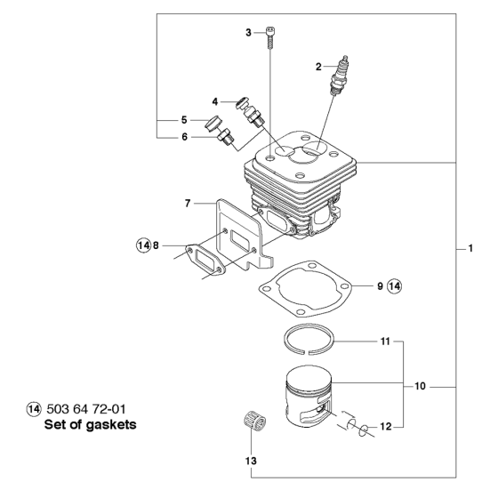 Cylinder Piston Assembly For Husqvarna 365x-Torq Chainsaw 