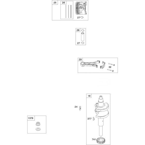 Crankshaft, Cylinder and Piston Assembly for Briggs and Stratton Model No. 613777-0116-J1 Vertical Shaft Engine