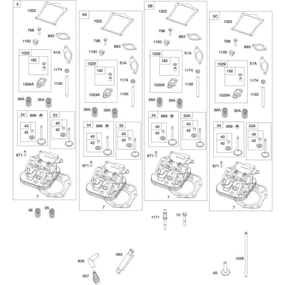 Cylinder Head Assembly for Briggs and Stratton Model No. 613777-0002-J1 Vertical Shaft Engine