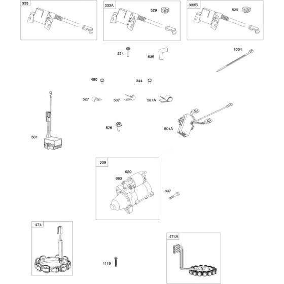 Electrical Starter Assembly for Briggs and Stratton Model No. 613777-0116-J1 Vertical Shaft Engine