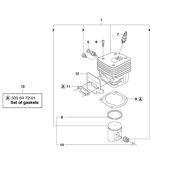 Cylinder Piston Assembly For Husqvarna 372XP Chainsaw 