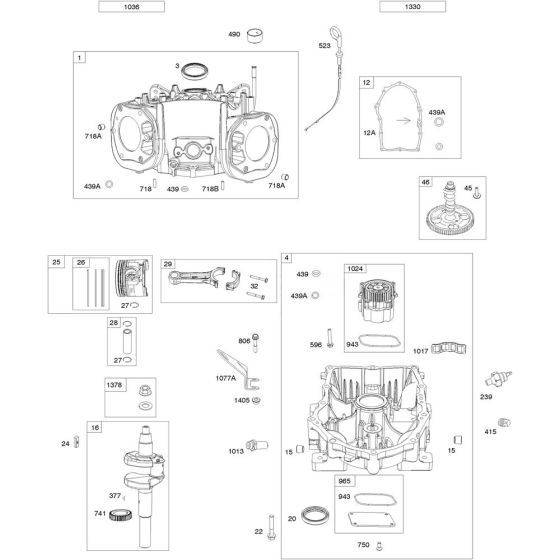 Sump Assembly for Briggs and Stratton Model No. 61E977-0003-J1 Vertical Shaft Engine