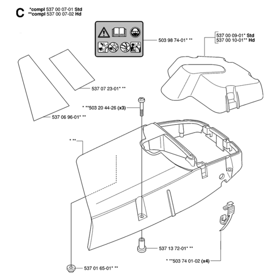 Cylinder Cover Assembly For Husqvarna 385XP Chainsaw 