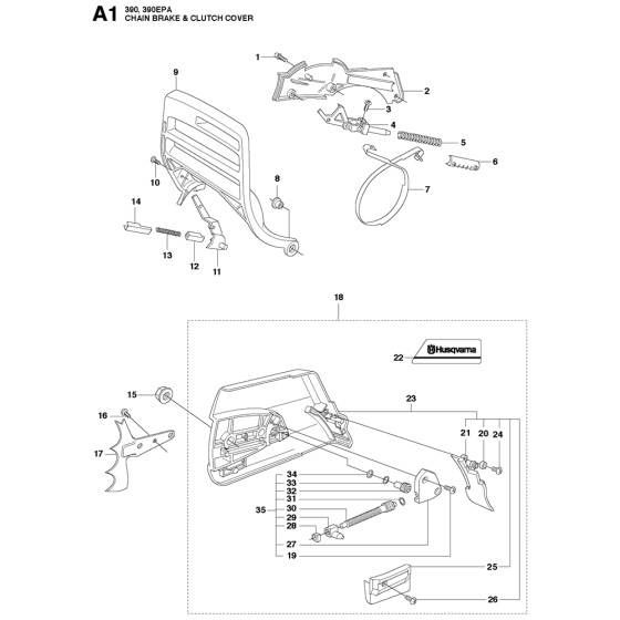 Chain Brake & Clutch Cover Assembly For Husqvarna 390XP Chainsaw 