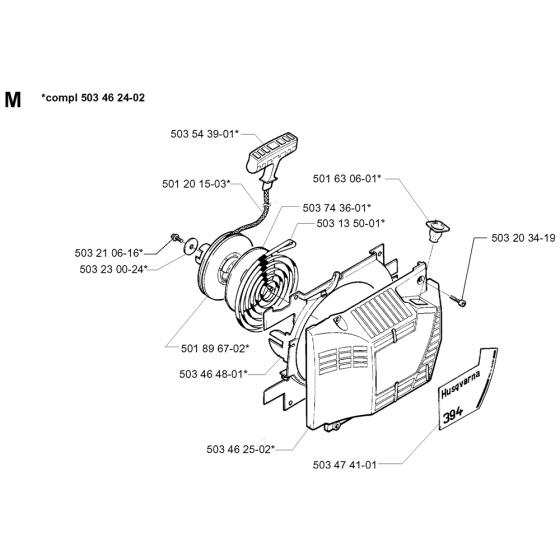 Starter Assembly For Husqvarna 394XP Chainsaw 