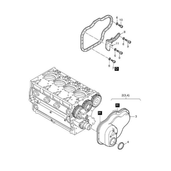 Timing Cover Assembly for Hatz 3L40 Diesel Engine