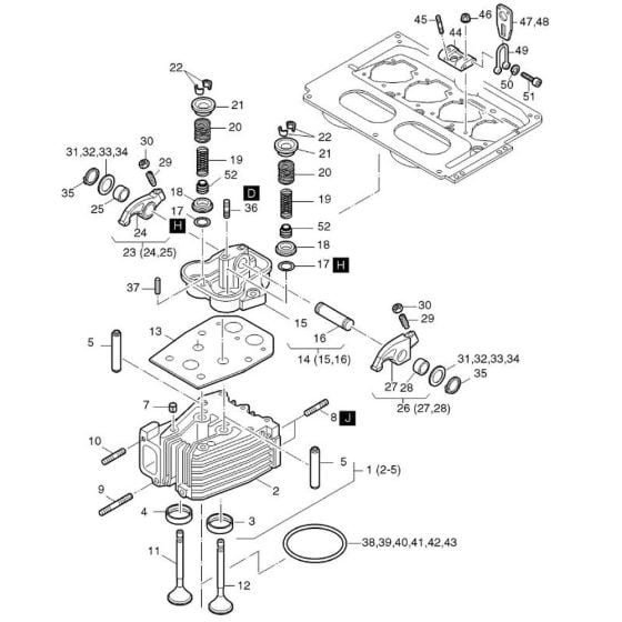 Cylinder Head Assembly for Hatz 3L41C Diesel Engines