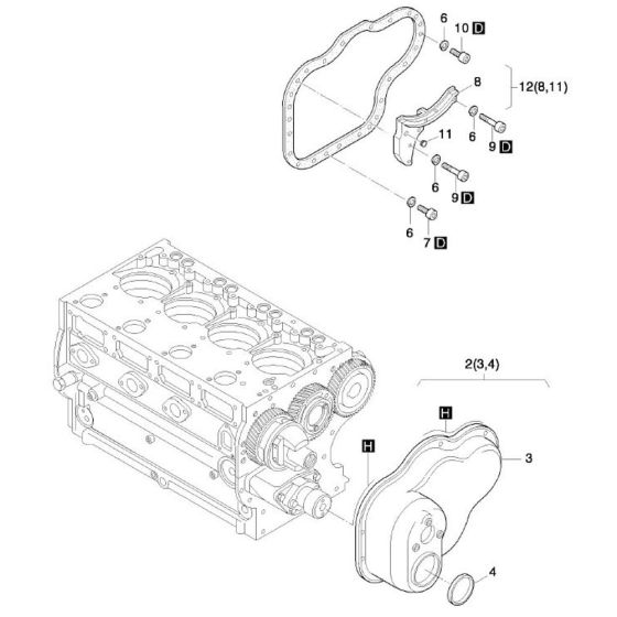 Timing Cover Assembly for Hatz 3L41C Diesel Engines