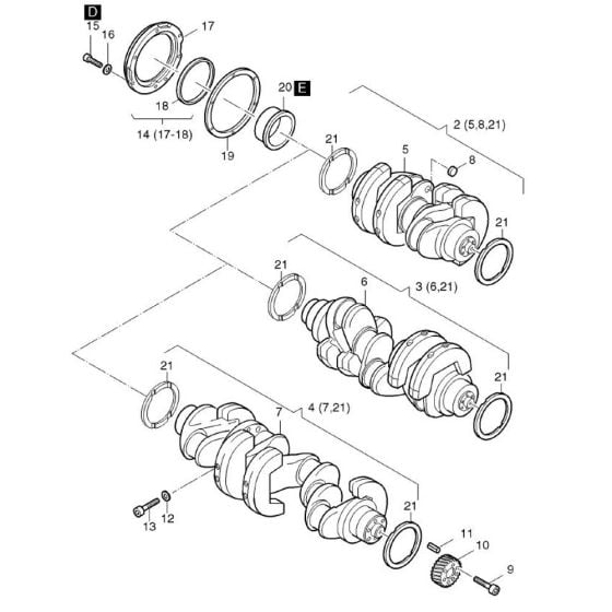 Crankshaft Assembly for Hatz 3L41C Diesel Engines